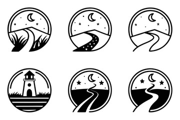Fototapeta premium Silhouette person meditating in different yoga poses
