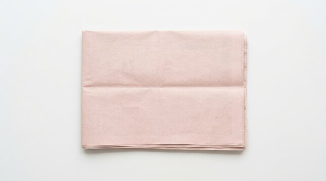 Folded pink newspaper isolated on white background