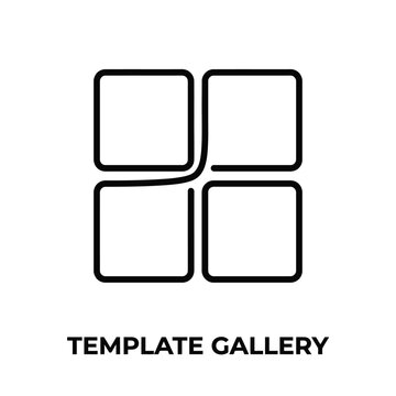 Four square frames arranged in a grid a black line icon on a white background squares grid layout minimalist