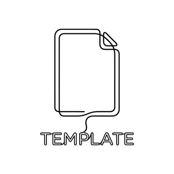 Line art illustration of a document template with a folded corner and accompanying text line art vector graphic design paper