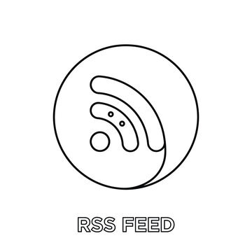Rss feed icon a black linear pictogram representing data transmission and web content updates stream information flow syndication icon