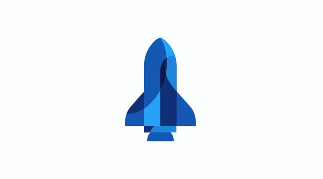 Stylized blue rocket ship launch icon.