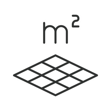 Square meter area measurement grid icon in line design. Area, measurement, grid, geometry, calculation, dimension, size on white background vector. Square meter editable stroke icon.