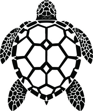 A single turtle shell with perfectly symmetrical hexagonal pattern, ultra clean vector line art, bold black outline only, thick stroke, single object, minimalist, centered composition,1