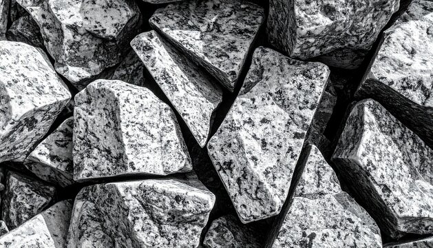Black and White Crushed Granite Stones Texture for Construction Background