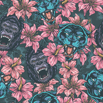 Gorillas panthers flowers