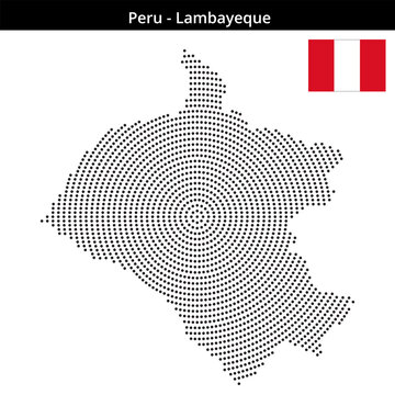 Map of Peru region Lambayeque in concentric small dots