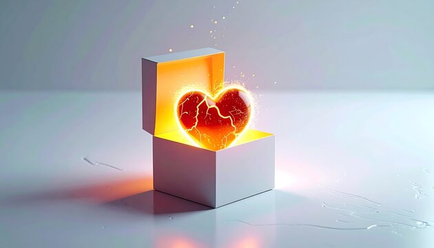 Glowing Red Heart Inside Open Gift Box Symbolizing World Organ Donation Day And Life Saving Gift For Medical Awareness And Healthcare Appreciation