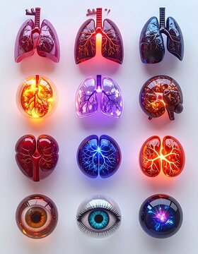 Human Organs And Medical Education Icons Designed For World Organ Donation Day Awareness And Healthcare Graphics