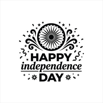 Happy Independence Day Firework Celebration Typography Vector