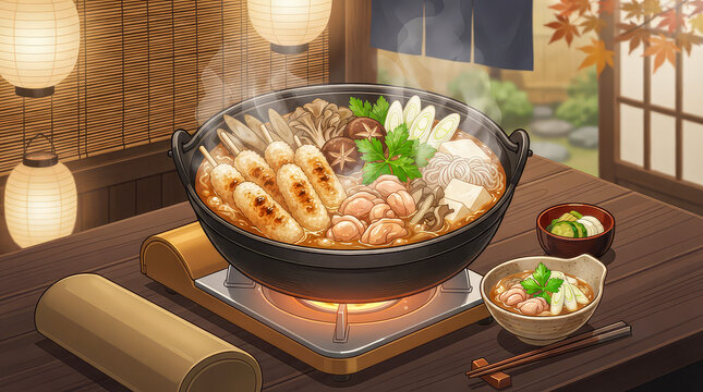 kiritanpo nabe, Akita Prefecture cuisine, Japanese hot pot, Japanese nabe, Japanese food, regional Japanese cuisine, Akita food, Hinai chicken, grilled rice sticks, grilled sticky rice, Japanese soups