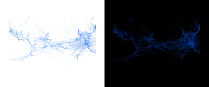 Electric blue lightning bolt discharge, plasma energy arc on black and white background, atmospheric static electricity spark for visual effects