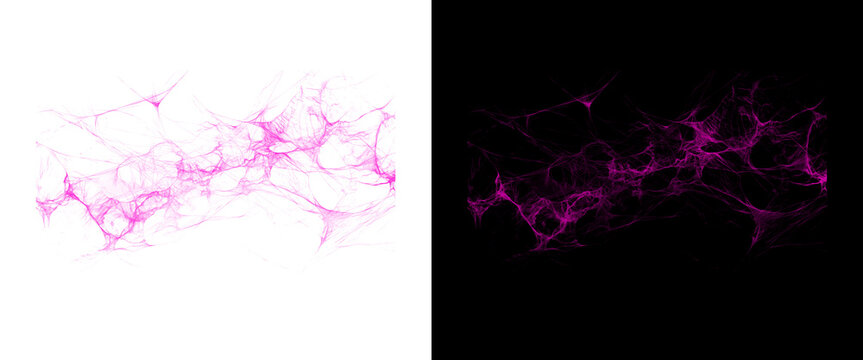 Abstract pink smoke trails on black and white backgrounds, ethereal magenta energy waves, wispy vapor texture for creative overlays and design