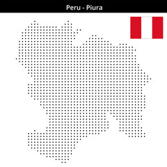 Fototapeta premium Map of Peru region Piura in small size square dots