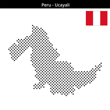 Map of Peru region Ucayali in medium sized cross shaped dots