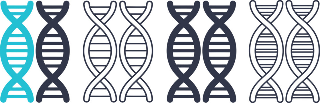 DNA Double Helix Icons in Four Styles recombination illustration