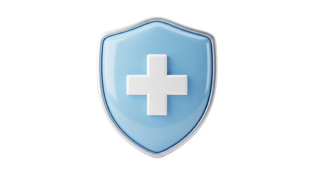 3d rendered blue medical shield icon representing health insurance and safety for healthcare and clinical services