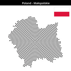Obraz premium Map of Poland region Małopolskie in concentric medium dots