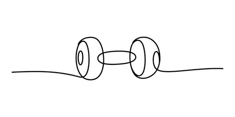 Fototapeta premium Continuous single line drawing of a simple dumbbell gym equipment