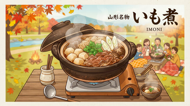Japanese Imoni, Yamagata Imoni, Imoni stew, Japanese foods, Japanese stew, taro stew, taro soup, beef and taro stew, Japan cuisine, Yamagata cuisine, Japanese local food, Imoni recipe, Japanese dishes