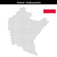 Obraz premium Map of Poland region Podkarpackie in small cross shaped dots