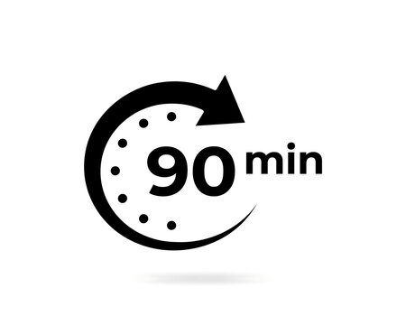 Simple 90 minutes circular countdown icon for time tracking with countdown deadline delivery duration business management