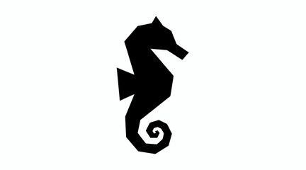 Black seahorse silhouette icon on white background. © Yusak