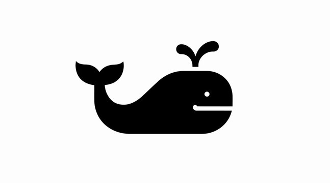 Black silhouette of a whale spouting water.