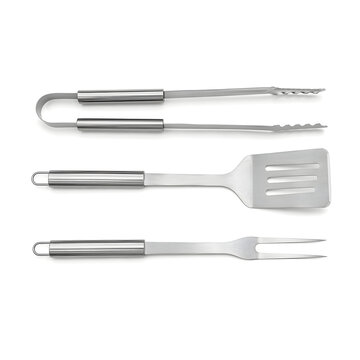 Fathers Day Barbecue Grill Tools Flat Lay on Dark Slate Background with Spatula Tongs and Fork, Gift for Dad, Outdoor Cooking and Grilling Concept, Product Photography