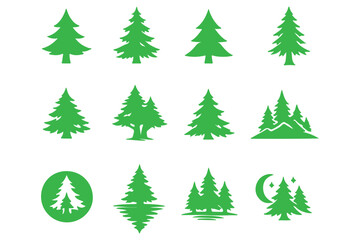 Fototapeta premium Pine tree Silhouette con set. Fir tree vector set.
