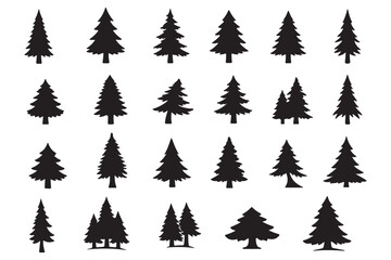 Obraz premium set of pine forest icon elements collection.