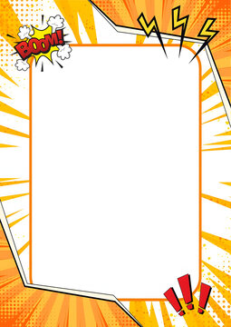 Comic book frame with boom explosion and lightning elements pop art speech bubble explosion lightning background illustration template abstract communication creative artistic attention