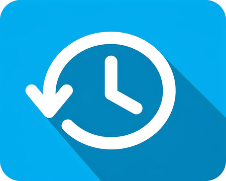 History icon featuring a circular arrow and clock face on a blue background interface previous