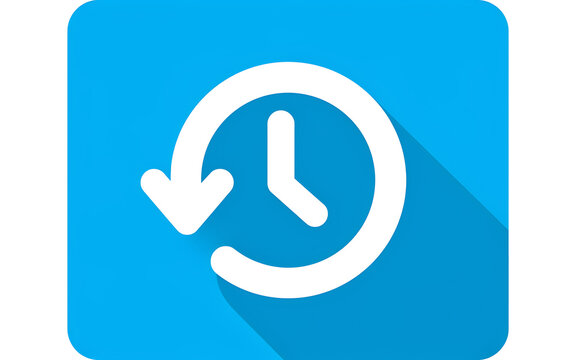 Minimalist history symbol showing a clock with a reverse arrow in a rounded square minimalist interface previous