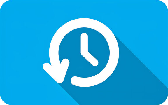 Digital icon of a clock with a counter-clockwise arrow representing system history interface previous