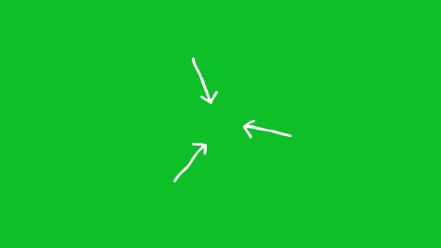 Green screen arrows converging on center during digital presentation with abstract concept
