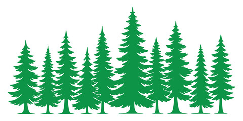 Obraz premium Collection of pine tree silhouettes 