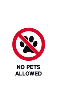 No Pets Allowed Red Sign with dog paw for vertical display