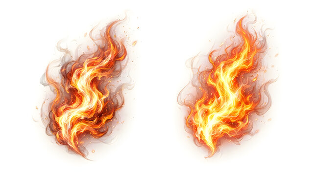 Bright orange fire flame elements for creative design illustration