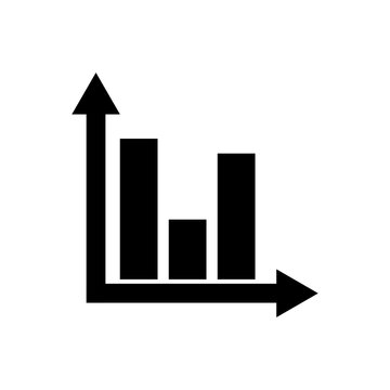 Bar graph with vertical columns and directional arrows displays quantitative data and analytical trends.