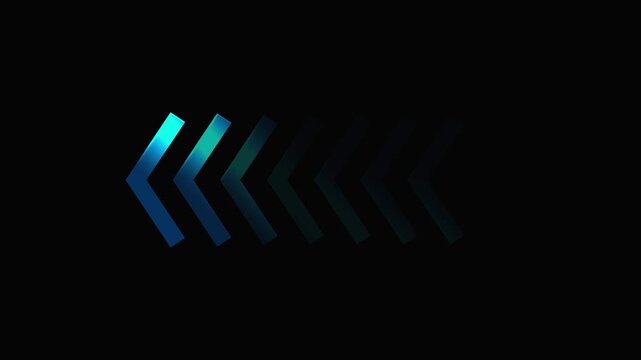 Abstract blue arrows in motion on black background with cinematic light trails and speed effect