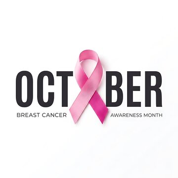 Pink Ribbon Replaces Letter O in OCTOBER Breast Cancer Awareness Month Text october typography
