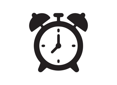 Classic alarm clock silhouette on a white background back to school concept silhouette