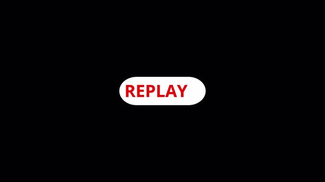 Replay text button animation on transparent background, Live Stream Action Replay Icon, Broadcast Overlay Motion Graphic in 4K