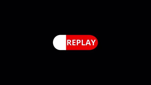 Replay UI Button Animation with Alpha Channel, Live Broadcast Replay Icon, Television and Streaming Motion Graphic