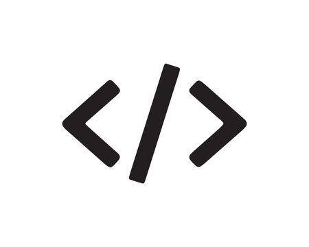 Black angle brackets coding symbol on a white background silhouette
