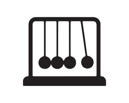 Newtons cradle physics experiment in black silhouette