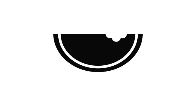 Watermelon slice silhouette with bite mark on a white background