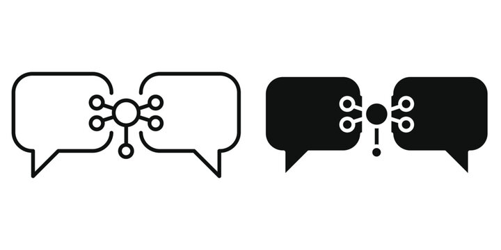 AI Translation Icon Set - Artificial Intelligence Language Translator Concept with Speech Bubbles Vector Illustration - Editable Stroke Line and Glyph Style UI Design