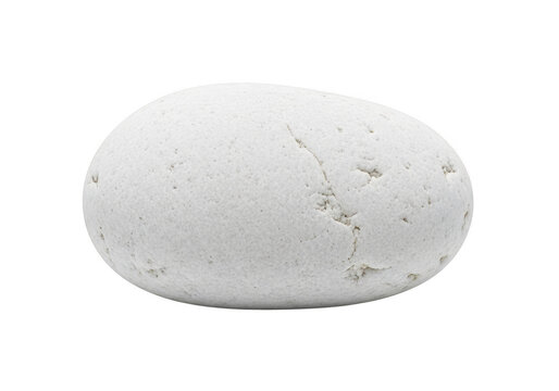 A single smooth white river stone with a natural textured surface detail isolated on transparent background